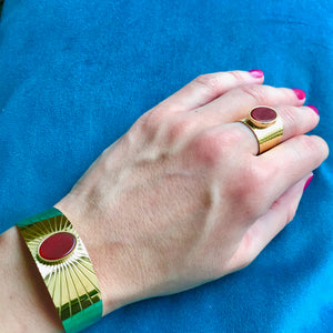 Bague "ZORA" adaptable avec Cornaline