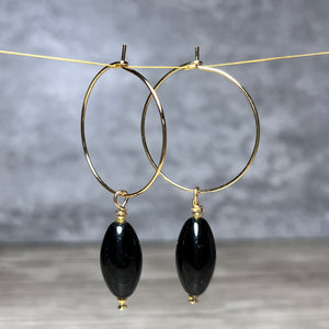 Boucles d'oreilles  "CALISTA" créoles Perles noires