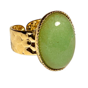 Bague "MAELLE" dorée or fin en pierre d’ Aventurine