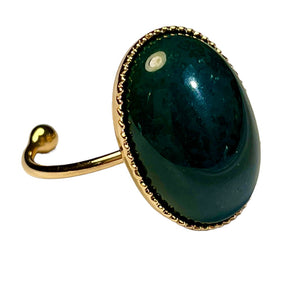 Bague "OCEANE" dorée or fin en pierre d' Agate mousse
