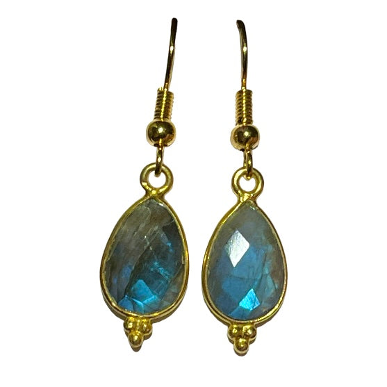 Boucles d’oreilles "HADLEY" dorées or fin Labradorite