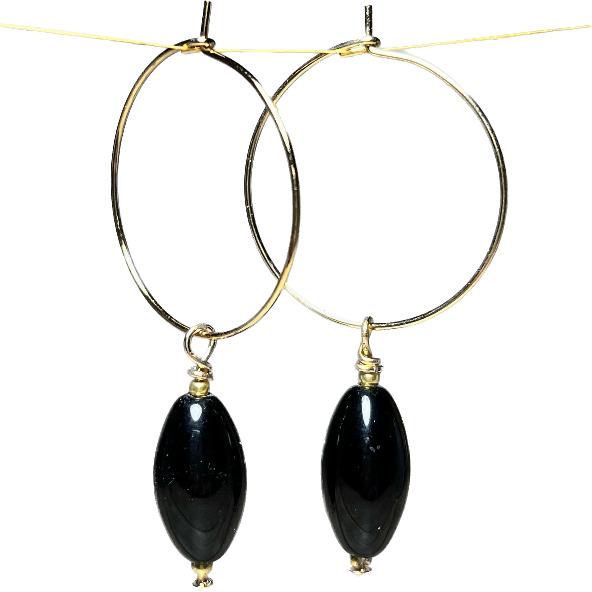 Boucles d'oreilles  "CALISTA" créoles Perles noires