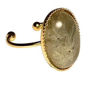Bague "CAROLINE " dorée or fin en pierre de Labradorite