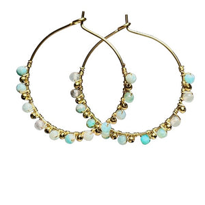 Boucles d'oreilles "EVELYNE" en acier inoxydable et amazonite