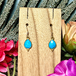 Boucles d’oreilles "QUINN" dorées or fin en Turquoise