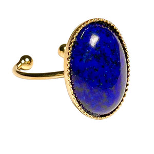 Bague "ELISA" dorée or fin en pierre de Lapis Lazuli