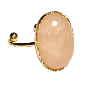 Bague "ROSALIE" dorée or fin en pierre de Quartz Rose