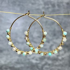 Boucles d'oreilles "EVELYNE" en acier inoxydable et amazonite