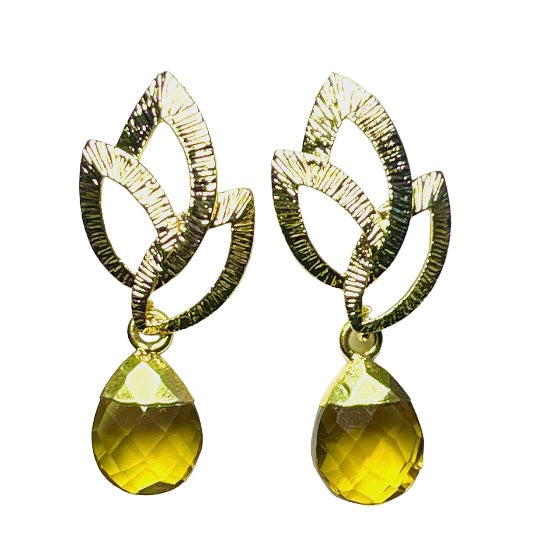 Boucles d’oreilles "ZOEY" dorées or fin de Citrine