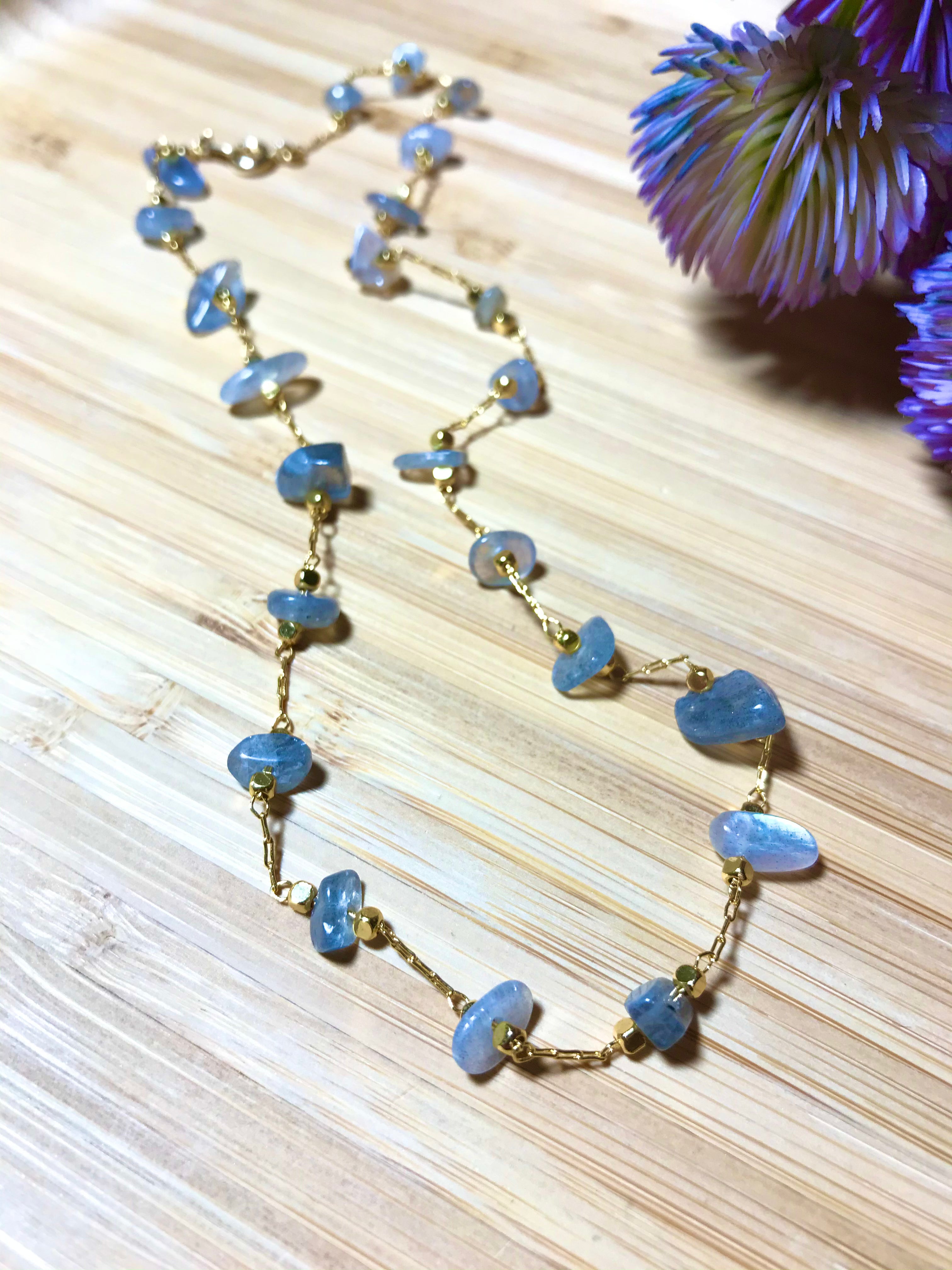 Collier "CÉLESTE" - Labradorite - doré or fin