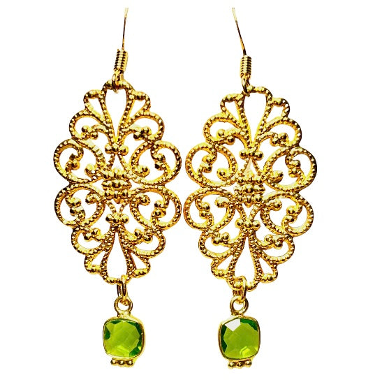 Boucles d'oreilles "CAPUCINE" dorées or fin pierre de Péridot