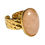 Bague "COLINE" dorée or fin en pierre de Quartz Rose